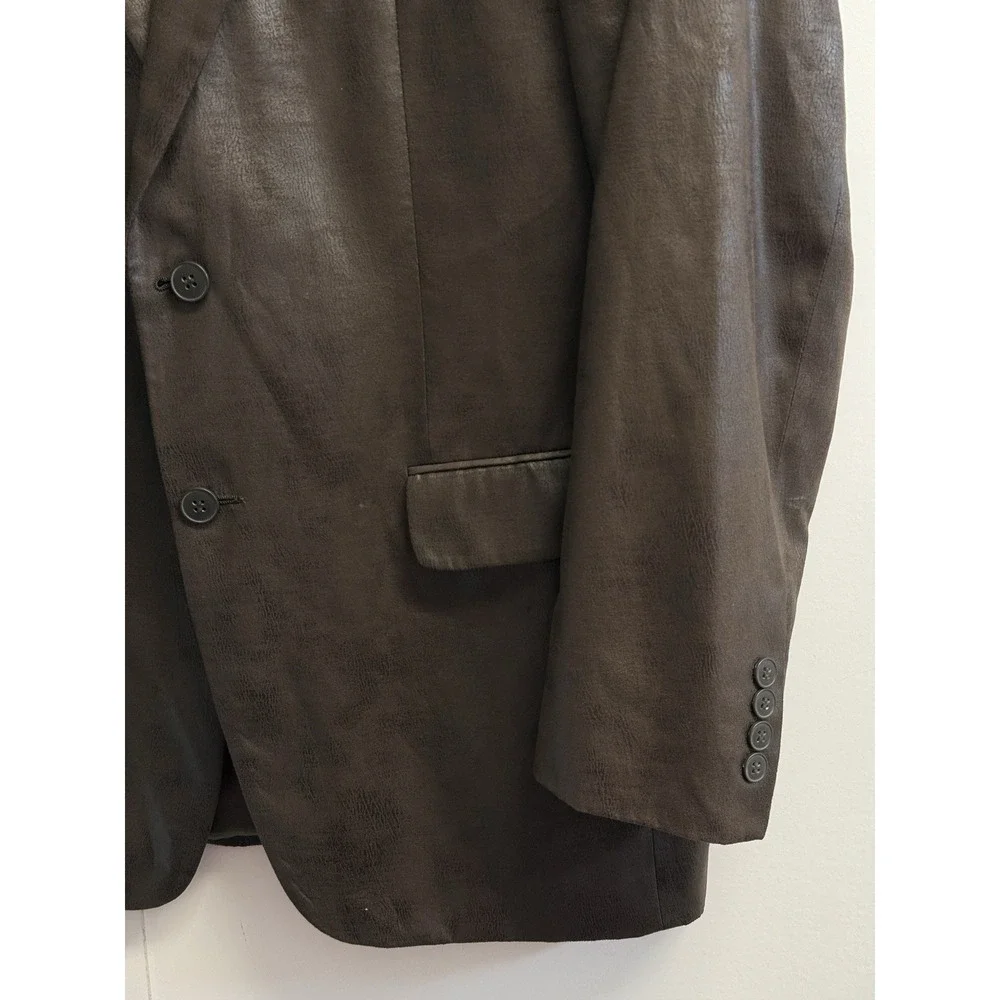 Andrew Fezza Blazer Sport‎ Coat Men's 42R Brown Faux Vegan Leather Suit Jacket
